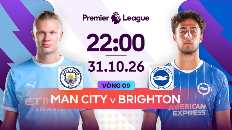 Link xem Man City vs Brighton lúc 22h00 ngày 31/10/2026
