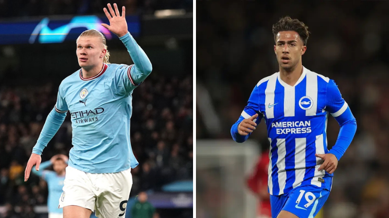 Haaland và Kostoulas là hai tiền đạo đáng chú ý trong đội hình dự kiến của Man City và Brighton