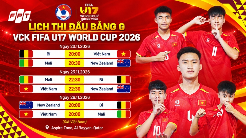 Lịch thi đấu U17 Việt Nam tại U17 World Cup 2026 mới nhất