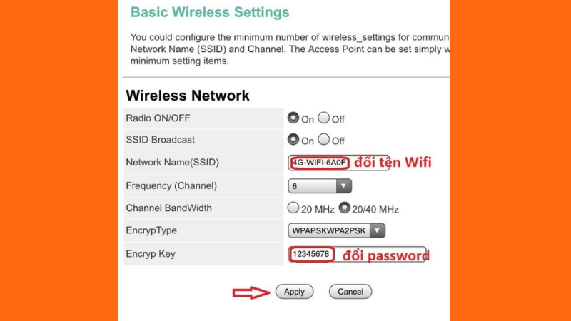 Người dùng có thể thay đổi SSID trong giao diện cấu hình bộ phát WiFi được hỗ trợ