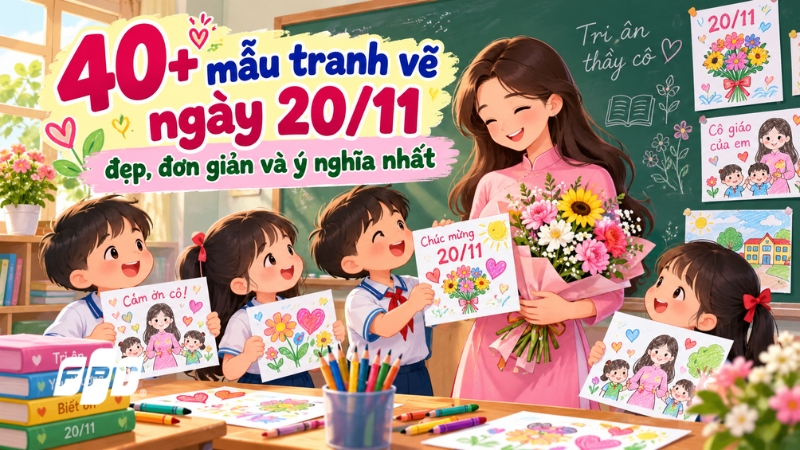 40+ mẫu tranh vẽ ngày 20/11 đẹp, đơn giản và ý nghĩa nhất
