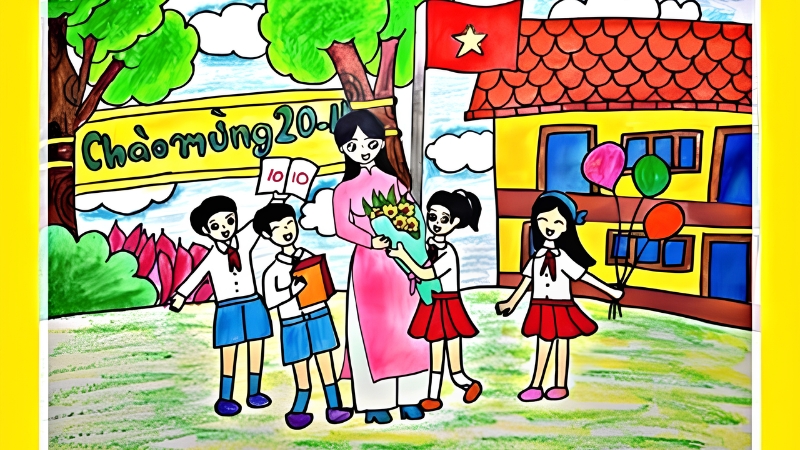 tranh-ve-20-11-chu-de-thay-co-va-mai-truong-3