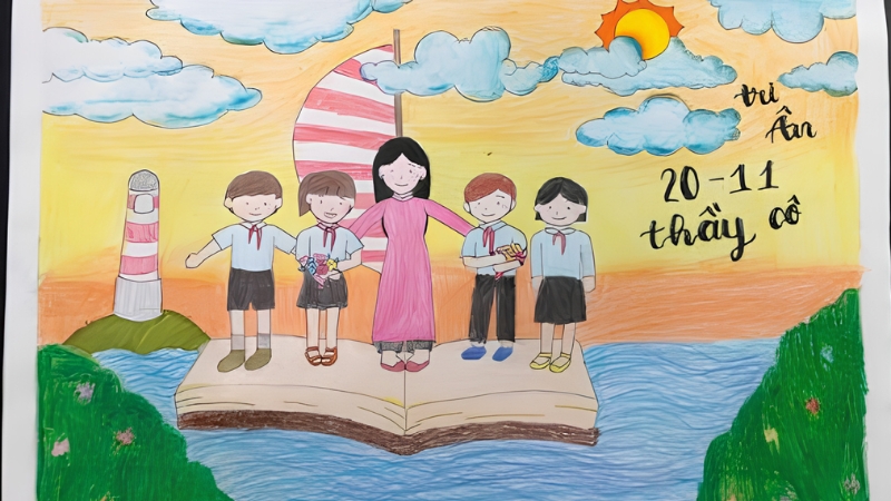 tranh-ve-20-11-chu-de-thay-co-va-mai-truong-5