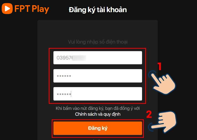 bạn nhấn đăng ký FPT Play
