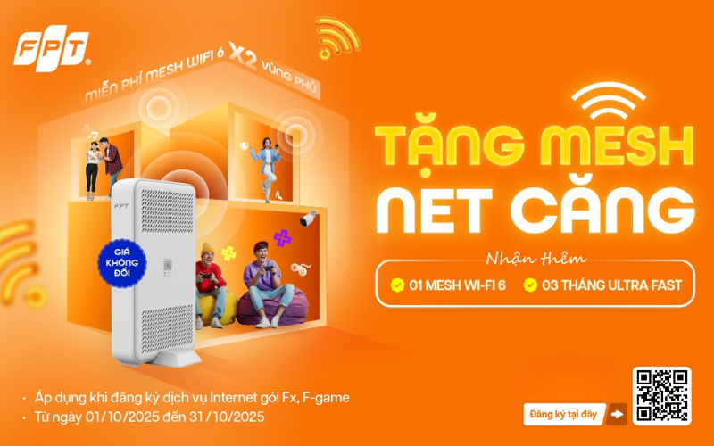tặng wifi mesh và dùng ultra fast miễn phí tháng 10