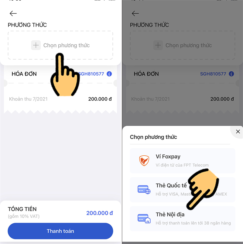 cách thanh toán tiền mạng fpt qua hi fpt