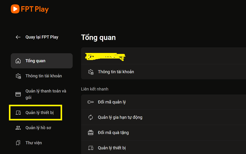 gỡ tài khoản fpt play