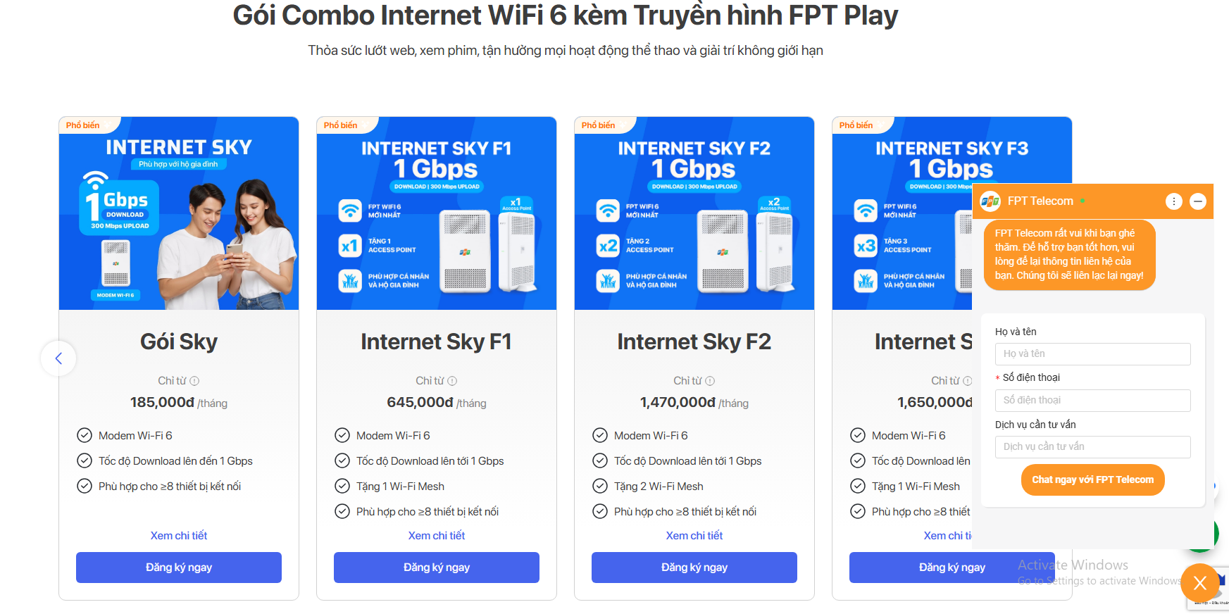 tổng hợp các gói fpt play