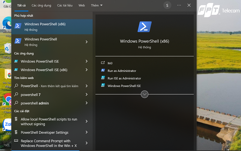 mở windows powershell