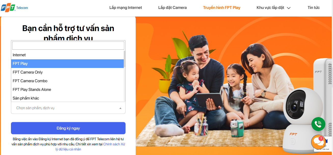 đăng ký gói fpt play cho sinh viên