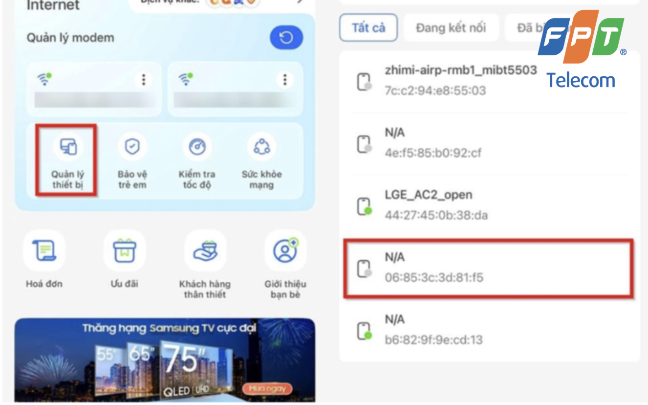 bạn vào quản lý thiết bị