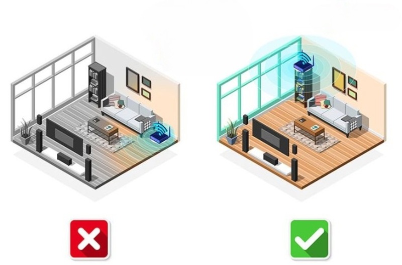 đặt modem ở vị trí cao trong nhà