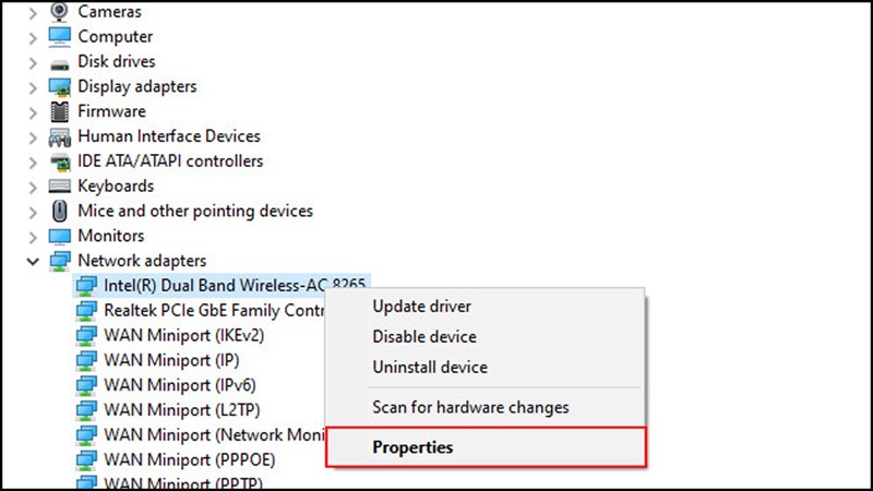 chọn network adapter