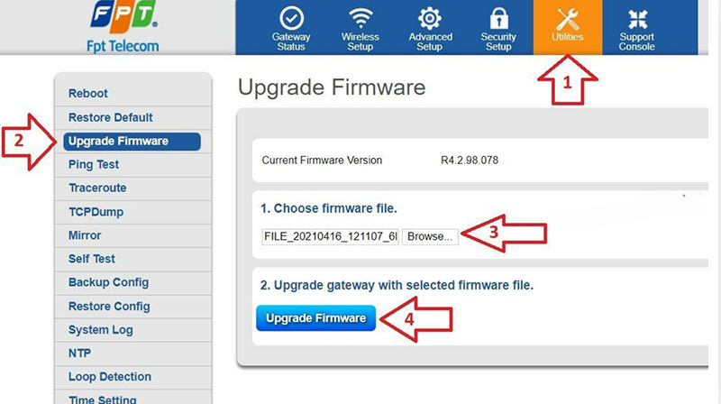 nâng cấp phần mềm router