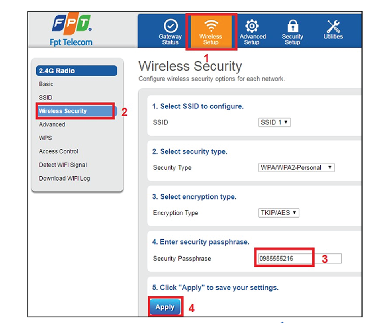 đổi mật khẩu wifi trên trình duyệt web