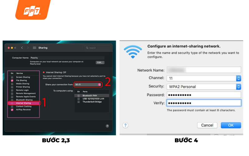 phát wifi trên máy tính macbook