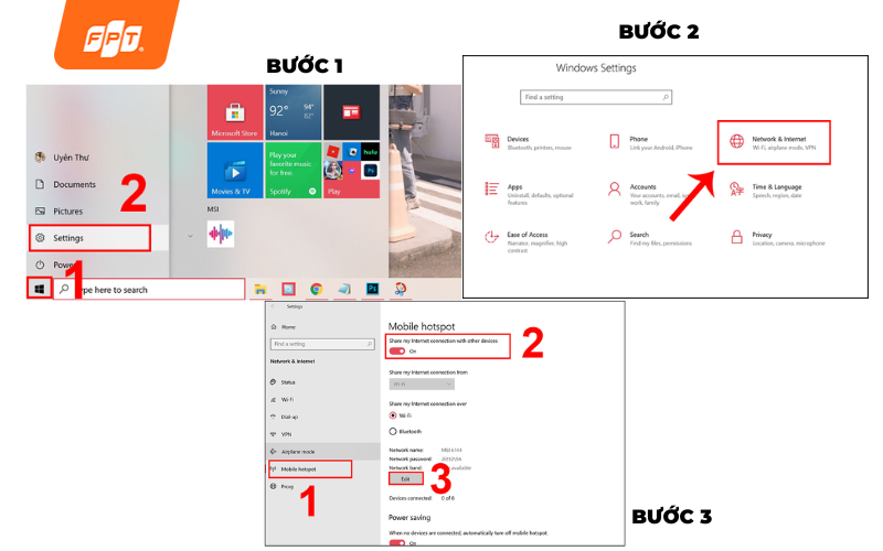 kích hoạt mạng wifi ảo