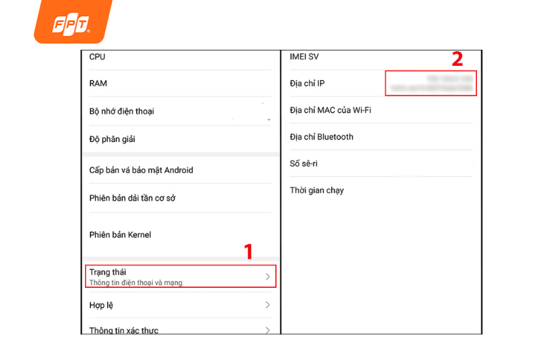 kiểm tra địa chỉ ip trên android