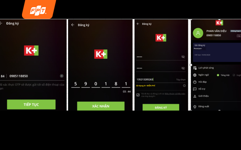 cách đăng nhập k+ trên điện thoại