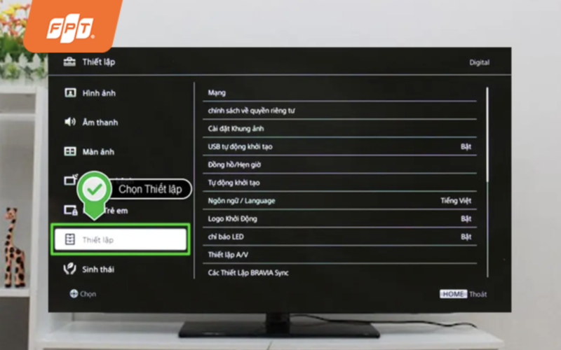 bật wifi trên tivi