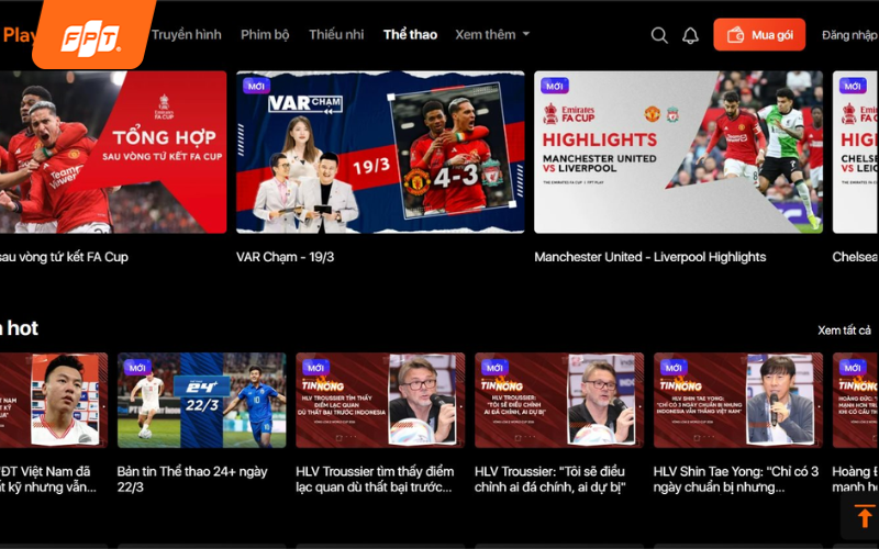 xem u23 châu á trên fpt play