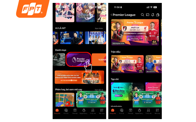 hướng dẫn xem epl trên điện thoại