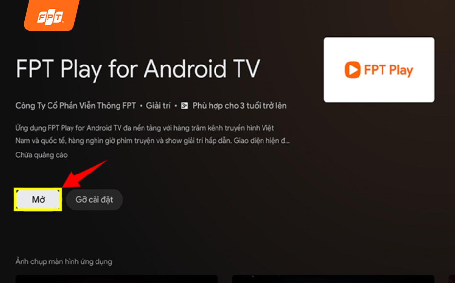 bạn chọn mở để xem fpt play