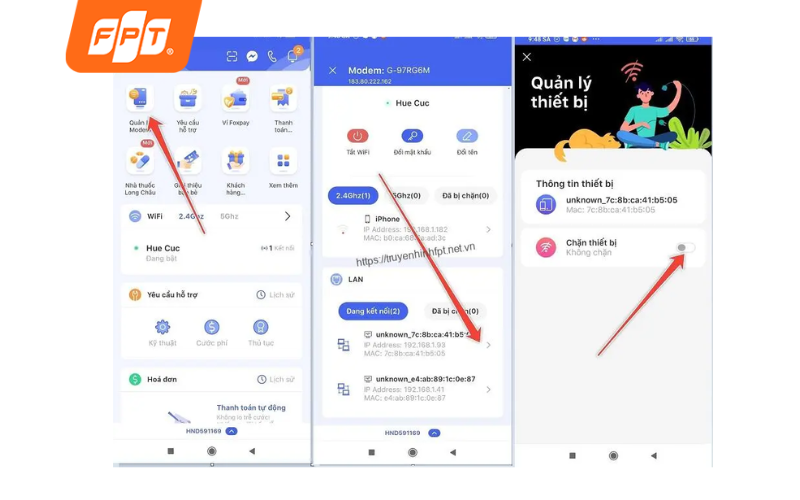 cách giới hạn thiết bị truy cập wifi qua ứng dụng hi fpt