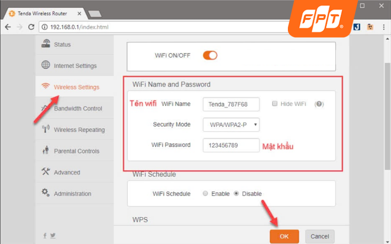 thay đổi SSID trên trình duyệt