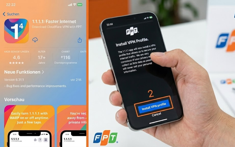 hướng dẫn cài đặt 1.1.1.1  trên điện thoại