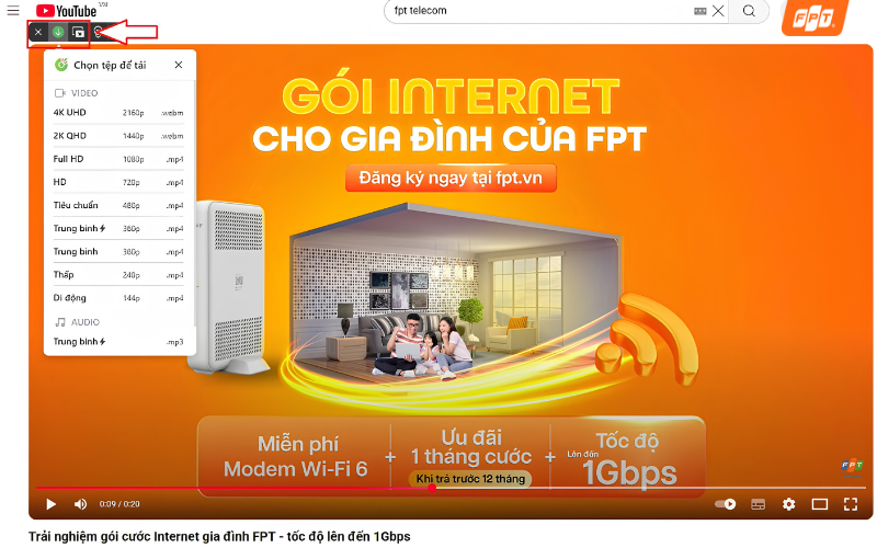 tải video youtube bằng cốc cốc