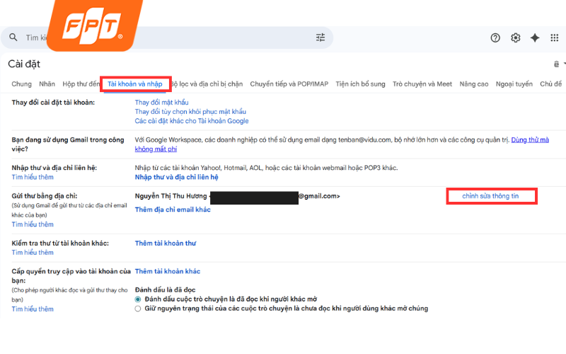 cách đổi tên gmail trên máy tính
