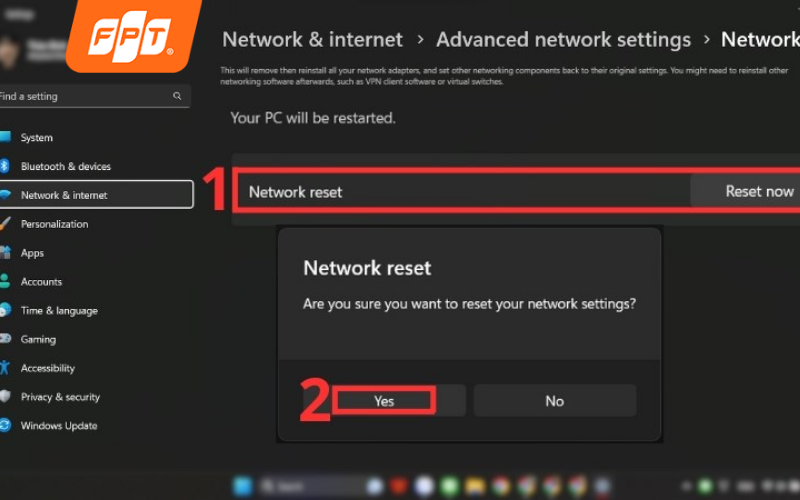 bước 4 Đặt lại toàn bộ cài đặt mạng (Network Reset)