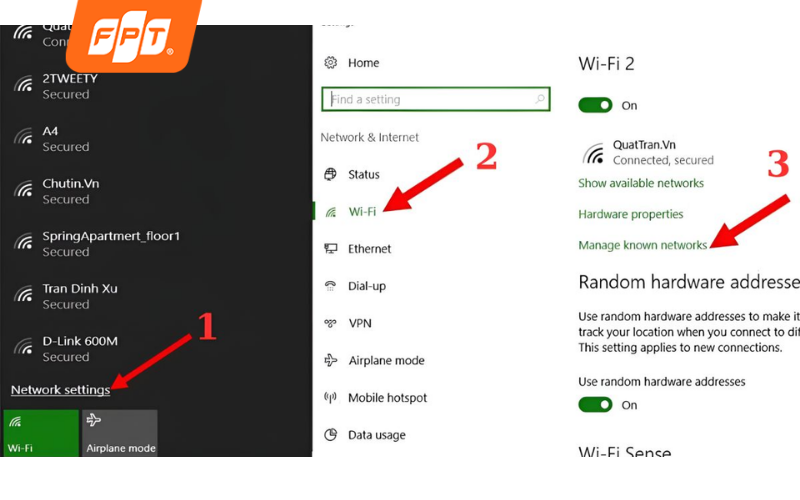 bước 2 quên mạng wifi và kết nối lại 