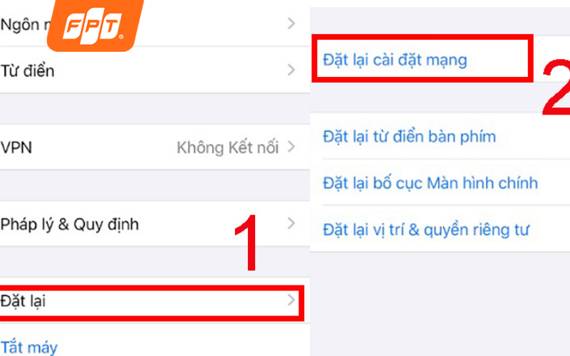 bước 2 khôi phục cài đặt mạng