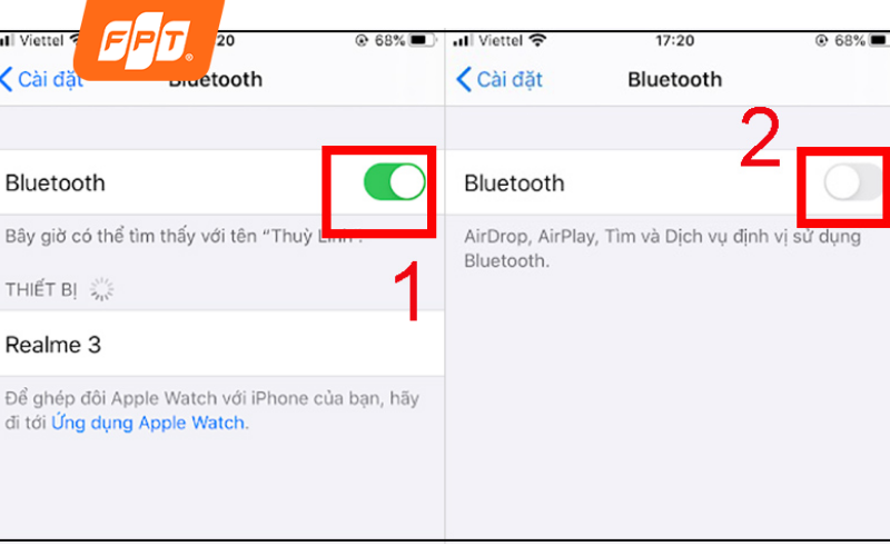 Tắt kết nối Bluetooth trên máy khi iphone không được mạng
