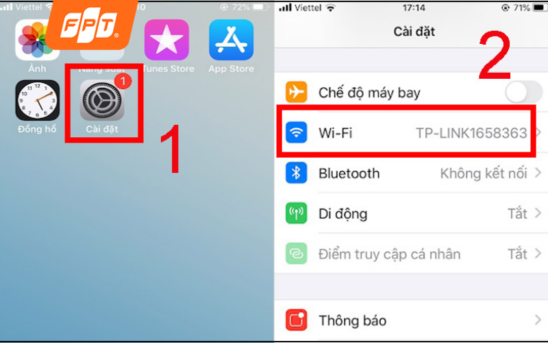 nhấn quên mạng wifi và kết nối lại