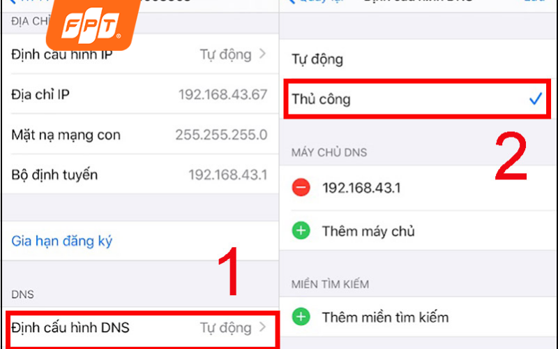thay đổi DNS
