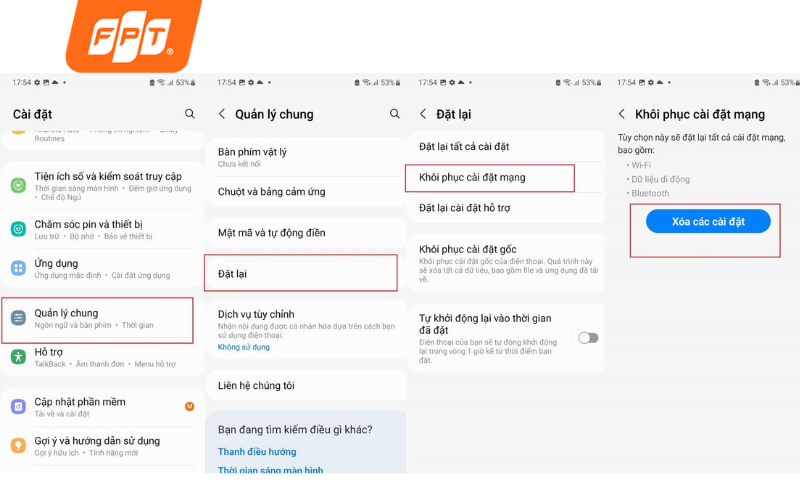 khôi phục cài đặt mạng trên android