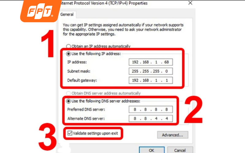 Thiết lập địa chỉ IP tĩnh thủ công cho laptop