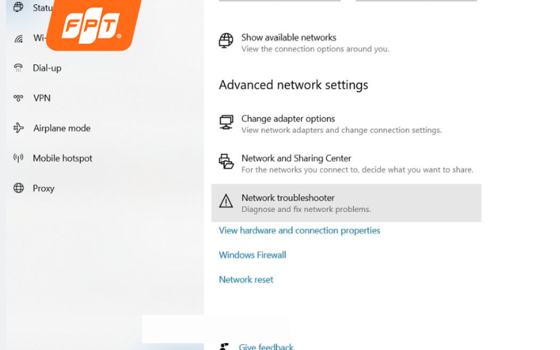 Sử dụng Network Adapter Troubleshooter