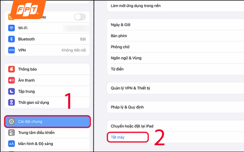 Khởi động lại máy iPad