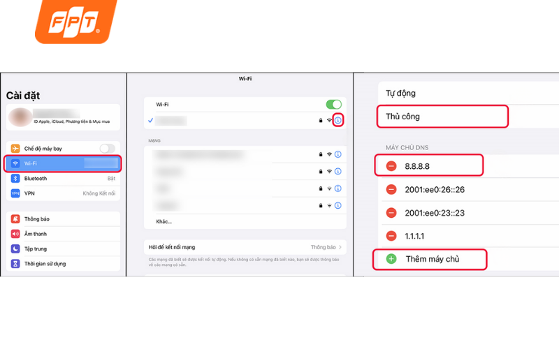 Thay đổi địa chỉ DNS trên iPad