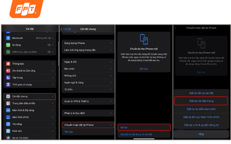Cách sửa lỗi không phát được wifi trên iPhone - cài đặt lại mạng