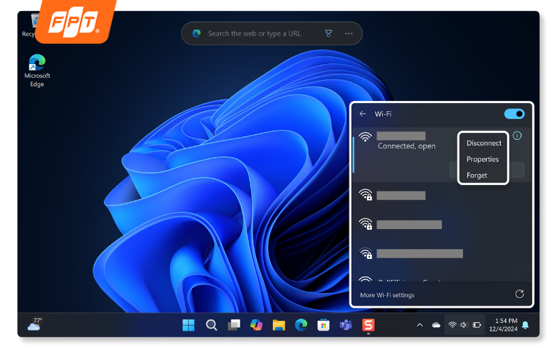 Xóa mạng wifi và kết nối lại