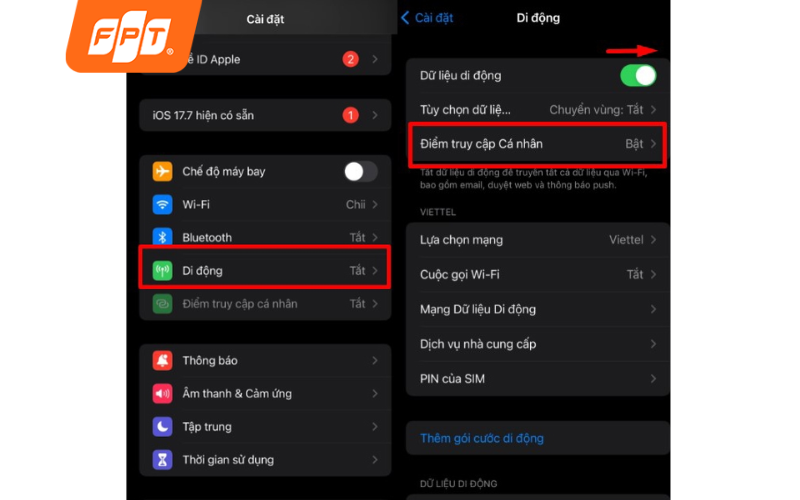 bước 1 cách thay đổi mật khẩu điểm truy cập di động