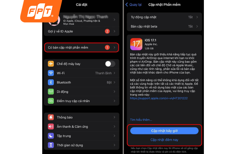 Cập nhật phiên bản iOS mới nhất
