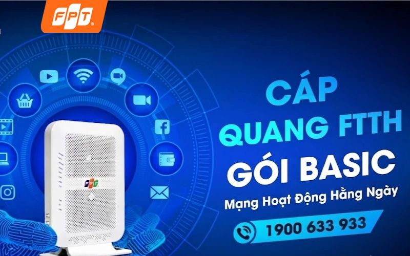 Gói Basic FPT sử dụng cáp quang FTTH