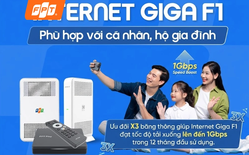 Giga F1 ưu đãi X3 băng thông lên đến 1Gbps