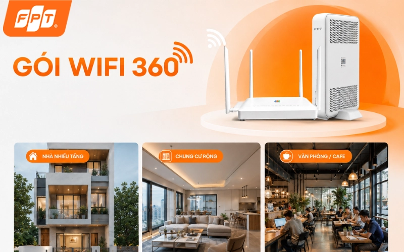 Gói WiFi 360 FPT phù hợp nhà nhiều tầng